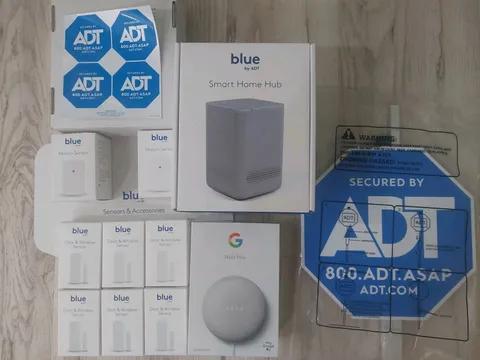 Blue by ADT Smart Home Hub Security System S40LR0-01 Hub, Sensors, Nest Mini