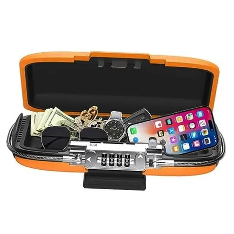 AMIR Portable Safe Lock Box with 4-Digit Combination Security Case Lock, Orange