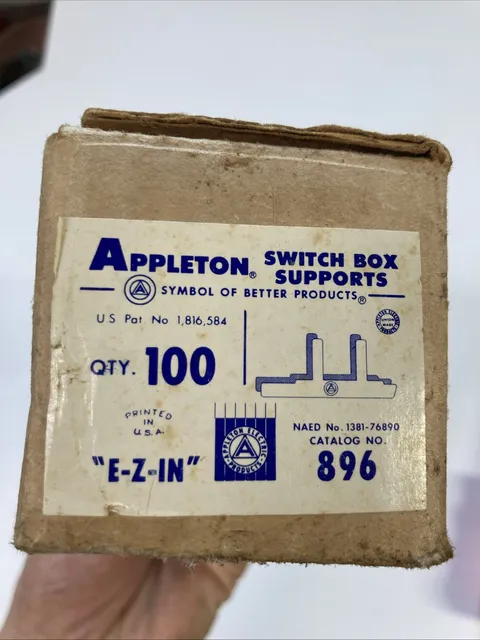 OPEN BOX Hold-it Switch Box Support Electrical F Clips Crouse-Hinds Vintage