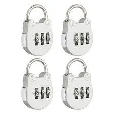 Combination Padlock (Small, Silver)(4 Pcs),Cat Shackle Code Locks
