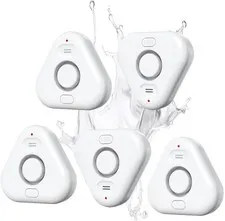 5 Pack Water Leak Detectors for Home,  4 Levels Adjustable Audio 0-120dB