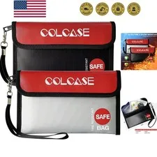 Fireproof Money Bag8.3x5 inches, 2 Pack Fireproof and Waterproof Cash Bag wit...
