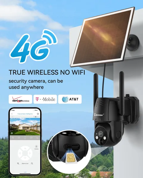 4G LTE Cellular Solar Battery Security Camera 2K HD Outdoor Wireless 2 Way Audio