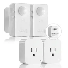 2 Pack Wireless Motion Sensor Plug Kits,No-Wire Mini PIR Sensor Switch Control P