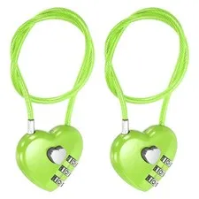 Combination Padlock (11.8 Inch, Green)(2Pcs), 3-Digit Heart Shaped Combo Padlock