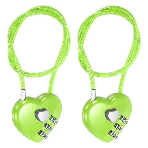 Combination Padlock (11.8 Inch, Green)(2Pcs), 3-Digit Heart Shaped Combo Padlock