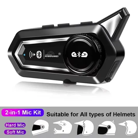 1/2X Motorcycle Bluetooth Helmet Headset Intercom 1000Mah MOTO Communicator 500M