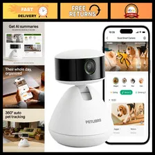 AI Pet Camera with 360° View, 1080P Night Vision, 2-Way Audio, Multi-Pet Recogni