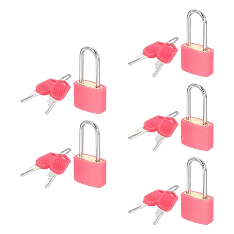 5 Pcs Padlock with Keys Long Shackle Waterproof Keyed Locks Pink