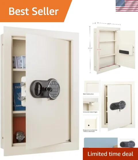 In-Wall Safe - Home or Business Safe with Keypad and 2 Manual Override Keys -...