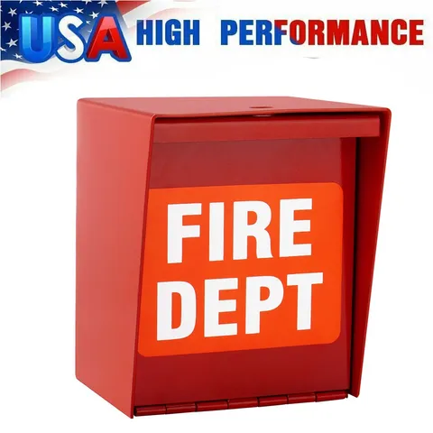 Safety Fire Department Box With Lock Hole Red Heavy Duty Steel ‎Wall Mount Quick