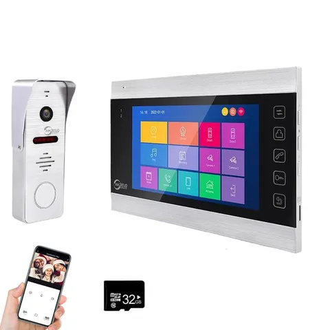 WiFi Video Intercom System with 1080P 160°Wide HD Camera 7 lnch Wired Screen ...