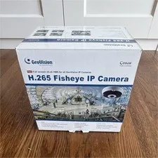 GeoVision H.265 Fisheye IP Dome Camera, Wired Network, Color, White/Black, 1 Cam
