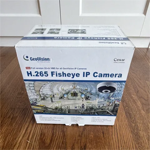 GeoVision H.265 Fisheye IP Dome Camera, Wired Network, Color, White/Black, 1 Cam