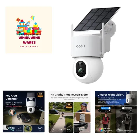 D1 Max, 4K 8MP Solar Security Camera Wireless Outdoor | 360° PTZ Auto Trackin...
