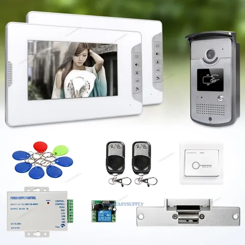 7" Hands-free Video Door Phone Intercom System Electric Strike Lock Set Included
