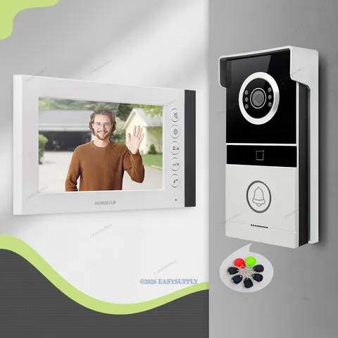 HOMSECUR 4 Wire Video Doorphone Entry Intercom RFID Keyfobs Monitoring Security