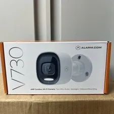 Alarm.com V730 4MP Outdoor Wi‑Fi Camera Spotlight Two‑Way Audio Onboard Rec