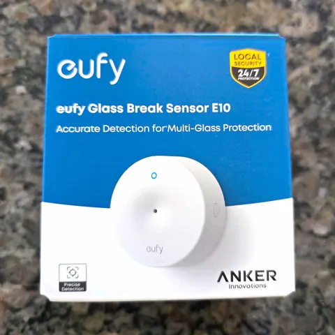 eufy Glass Break Detector Sensor E10 Wireless Indoor White 25 ft Battery