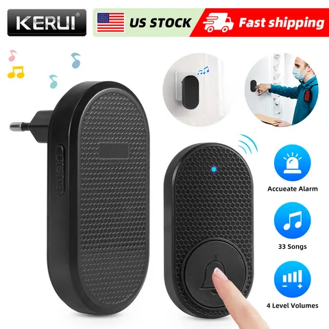 Wireless Doorbell Waterproof Door Bell Kit Home House Ring Bell 500FT Kit Black
