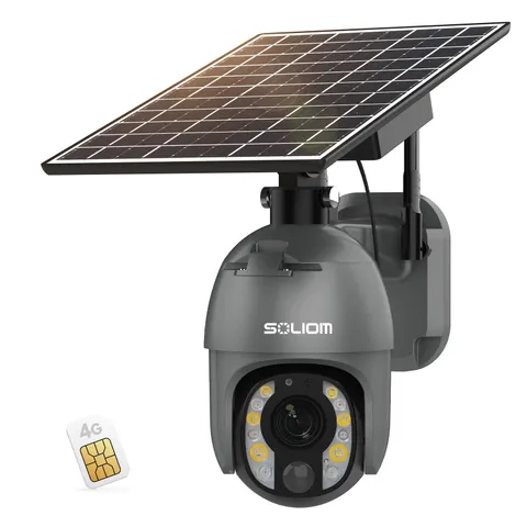 SOLIOM 5MP 4G LTE Cellular Outdoor Solar Security Camera, 10X Optical Zoom