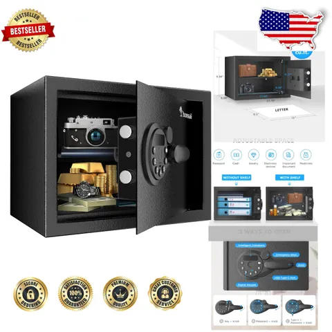 Durable 0.6 Cu Ft Safe: Electronic Lock, Override Keys, Removable Shelf, Home...