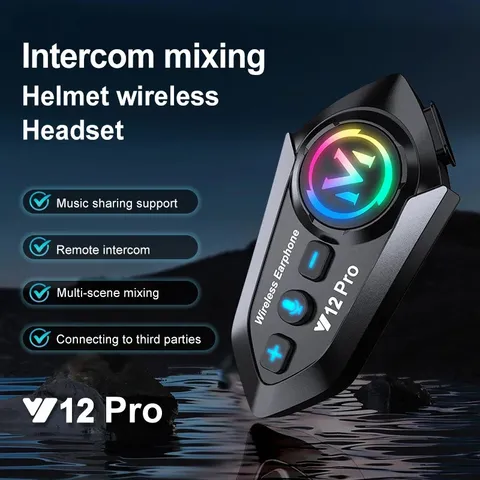 Y12 Pro Motorcycle Helmet Bluetooth 5.4 Intercom Headset Dual Mic 500M FM