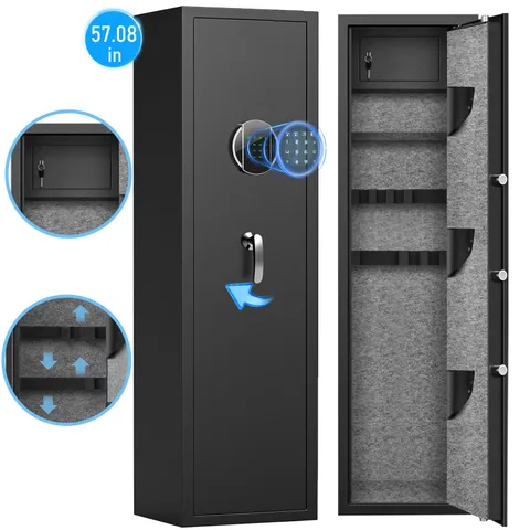 Large Digital Long Gun Safe with Backlit Keypad, Ammo Box & Gun Rack