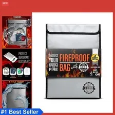 Fireproof Document Bag 15x11 Inch 2000F Water Resistant Cash Valuables Zipper