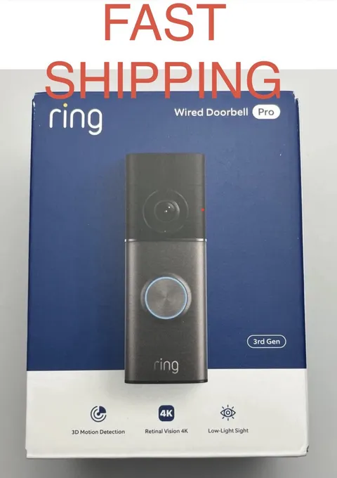 Ring - Wired Doorbell Pro (3rd Gen) Retinal 4K for ultra-clear video, 10x Zoom