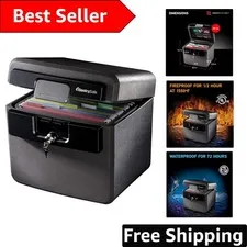 Elegant Black Fireproof Waterproof Safe for Home Documents - Key Lock HD4100