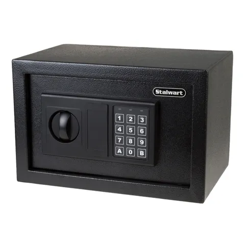 Fire‑Resistant Steel Digital SafeBox,Keypad,Anti‑Theft Alarm,Override Keys,Black