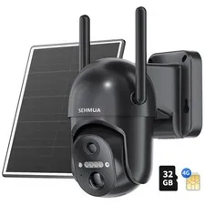 Wireless Outdoor 4G LTE Security Camera - Solar Powered, 360° View & PIR Motion