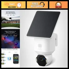 4K Wireless Outdoor Security Camera, Solar Powered, AI Motion Tracking, Pan & Ti