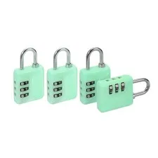 4pcs Resettable 3 Digit Plastic Combination Padlock, Green (60 x 32mm)