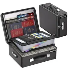 Fireproof Document Box 16.7''x13''x5.12'' with Lock - Protects Documents