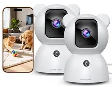 2 Pack 2.5K Cameras for Home Security, Non-Subscription AI Human/Pet/Crying D...