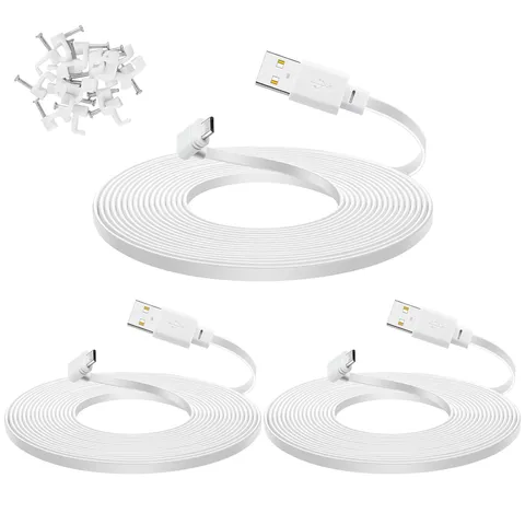 Micro USB Cable 10ft for WYZE Cam Pan V3 Outdoor Indoor Security Camera White