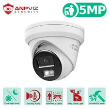 Anpviz 5MP PoE IP Camera Strobe Red & Blue Light & Audio Alarm Two-Way Audio AI