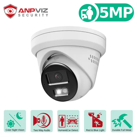 Anpviz 5MP PoE IP Camera Strobe Red & Blue Light & Audio Alarm Two-Way Audio AI
