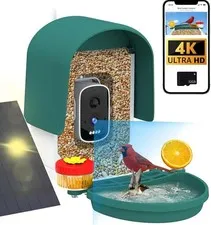 4K Solar Powered Bird Feeder Camera with 32GB SD & 5MP Security Outdoor