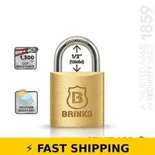 Brinks Solid Brass 30mm Keyed Padlock with 5/8in Shackle