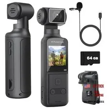 Vlogging Camera 4K, Mini Pocket Body Cam with Card 64GB