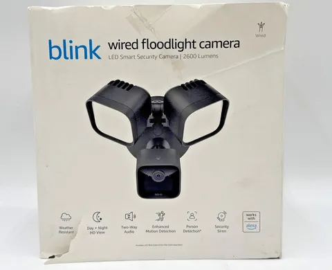 Blink Wired Floodlight Camera Black B0B5VLCL1N BFM00100UW New Open Box