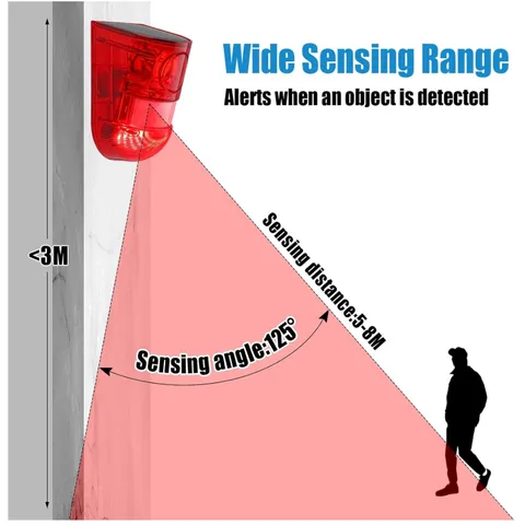 LED Flashing Solar Alarm - 129db Sound Warning - 2 Pack