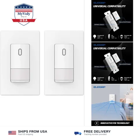 ELEGRP Single Pole Occupancy Motion Sensor Light Switch, PIR Infrared Motion ...