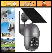2K Wireless Solar Security Camera Outdoor, Pan/Tilt 360° View, Night Vision, Gra