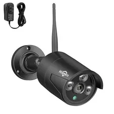 Hiseeu 5MP Black Camera Add on Security Camera, Waterproof Outdoor Indoor 3.6...