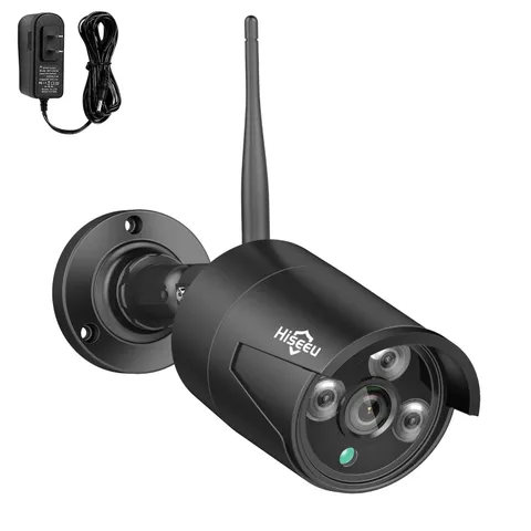 Hiseeu 5MP Black Camera Add on Security Camera, Waterproof Outdoor Indoor 3.6...