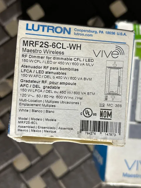 Lutron MRF2S-6CL-WH Vive Maestro Wireless RF Dimmer White NEW IN BOX